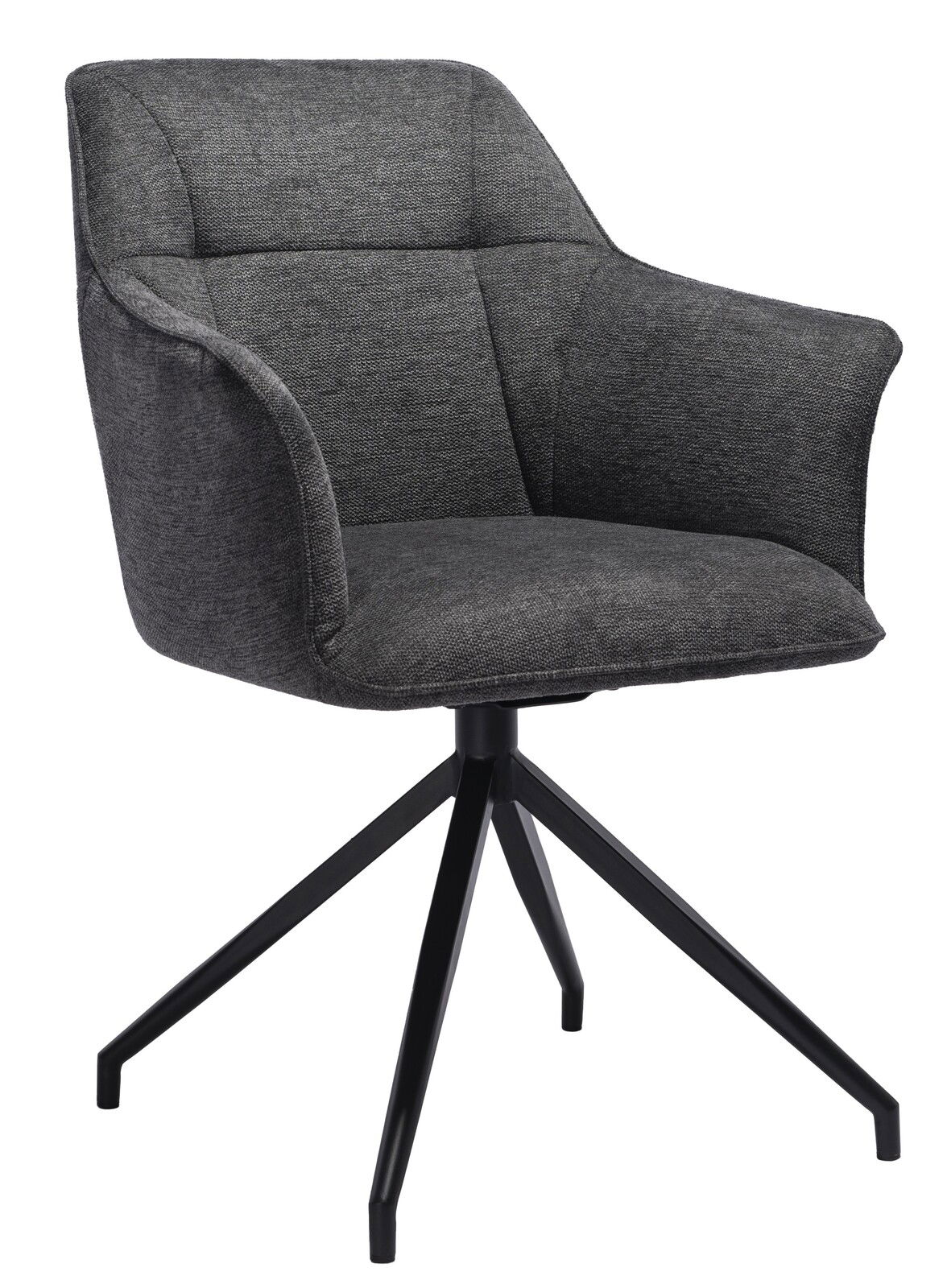Novel Armlehnstuhl JANINA Grauer Armlehnstuhl mit schwarzem Metallgestell, seitliche Perspektive