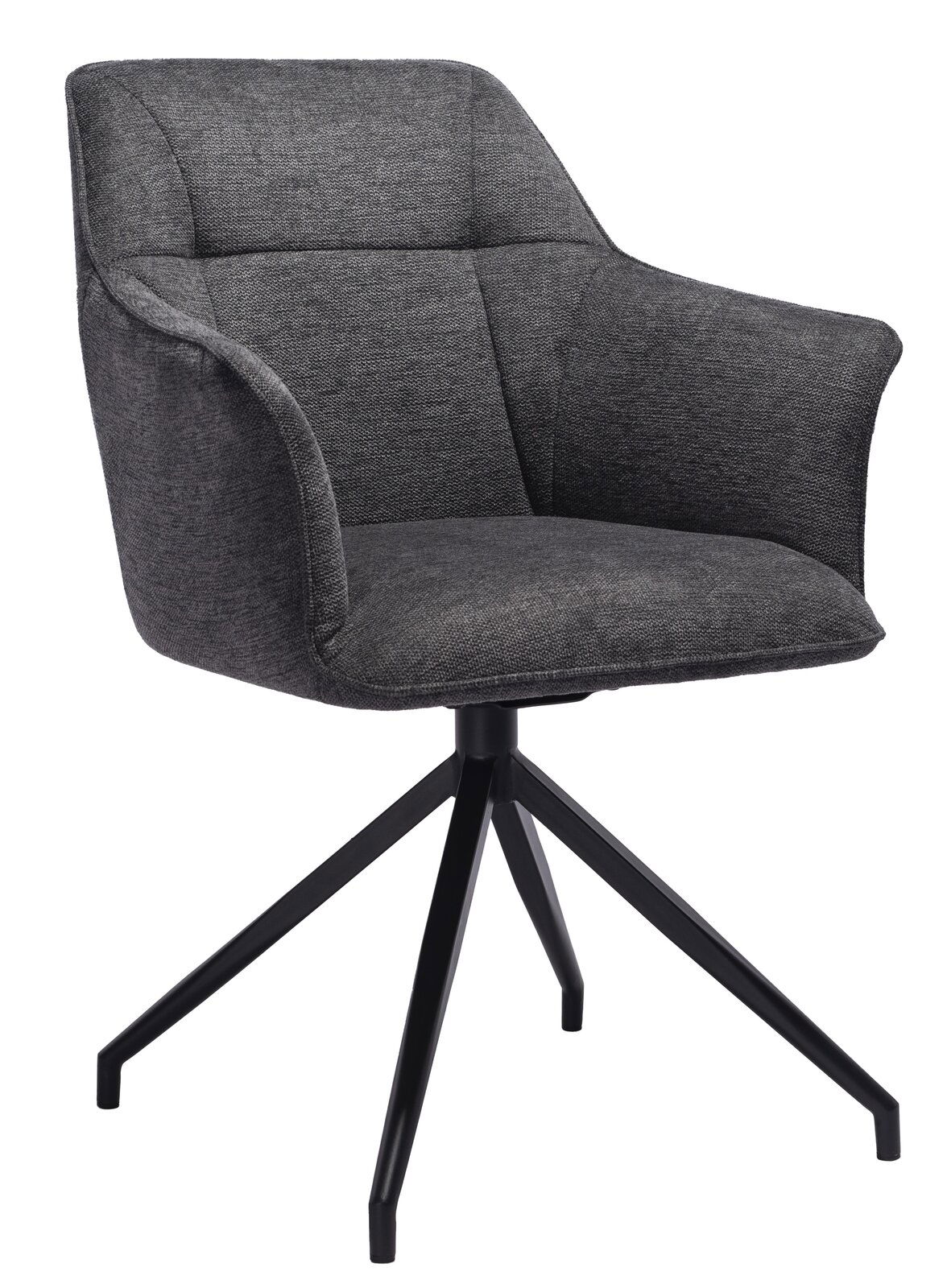 Novel Armlehnstuhl JANINA Grauer Armlehnstuhl mit schwarzem Metallgestell, seitliche Perspektive