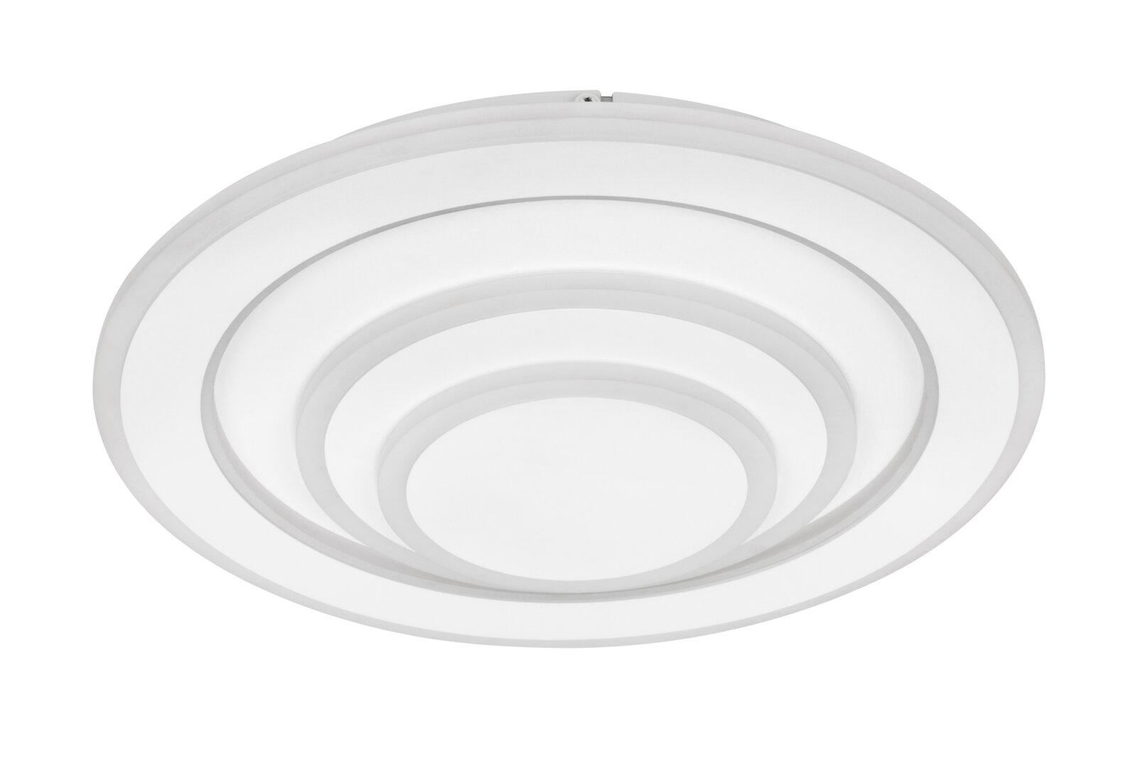Moderne LED-Deckenleuchte mit kreisförmigem Design, seitliche Perspektive