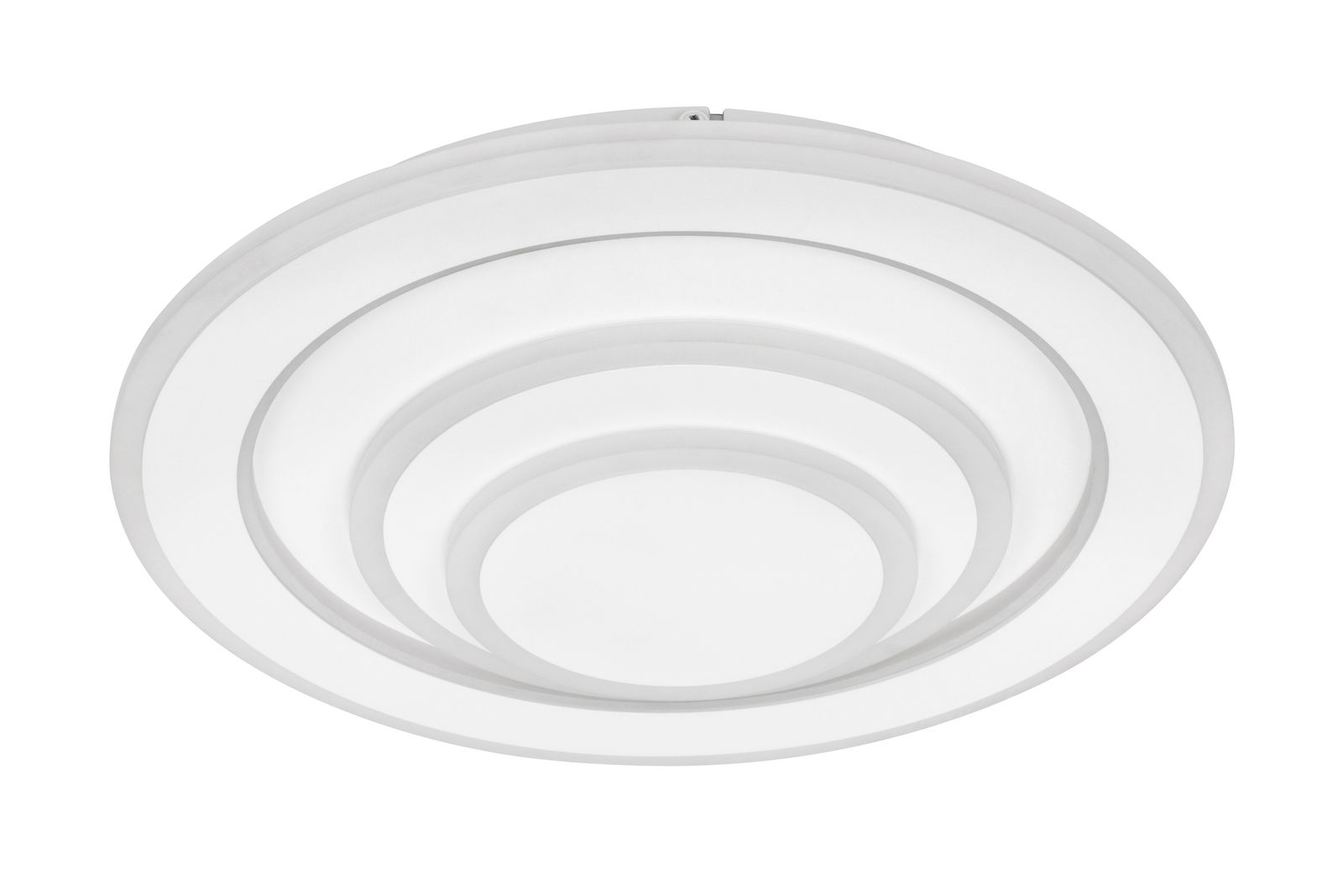 Moderne LED-Deckenleuchte mit kreisförmigem Design, seitliche Perspektive