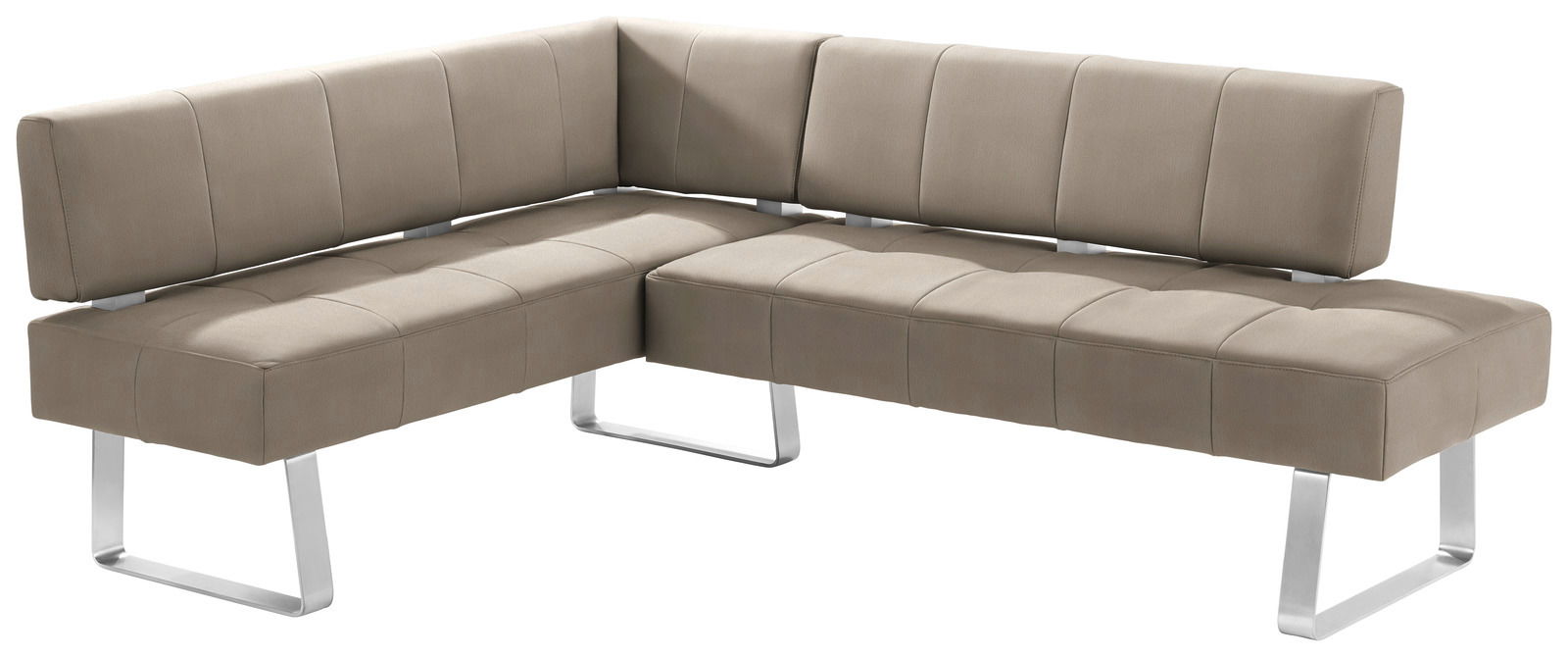 Moderano Eckbank LUPO II Moderne Eckbank in L-Form mit beigem Polster und Metallbeinen, seitliche Perspektive