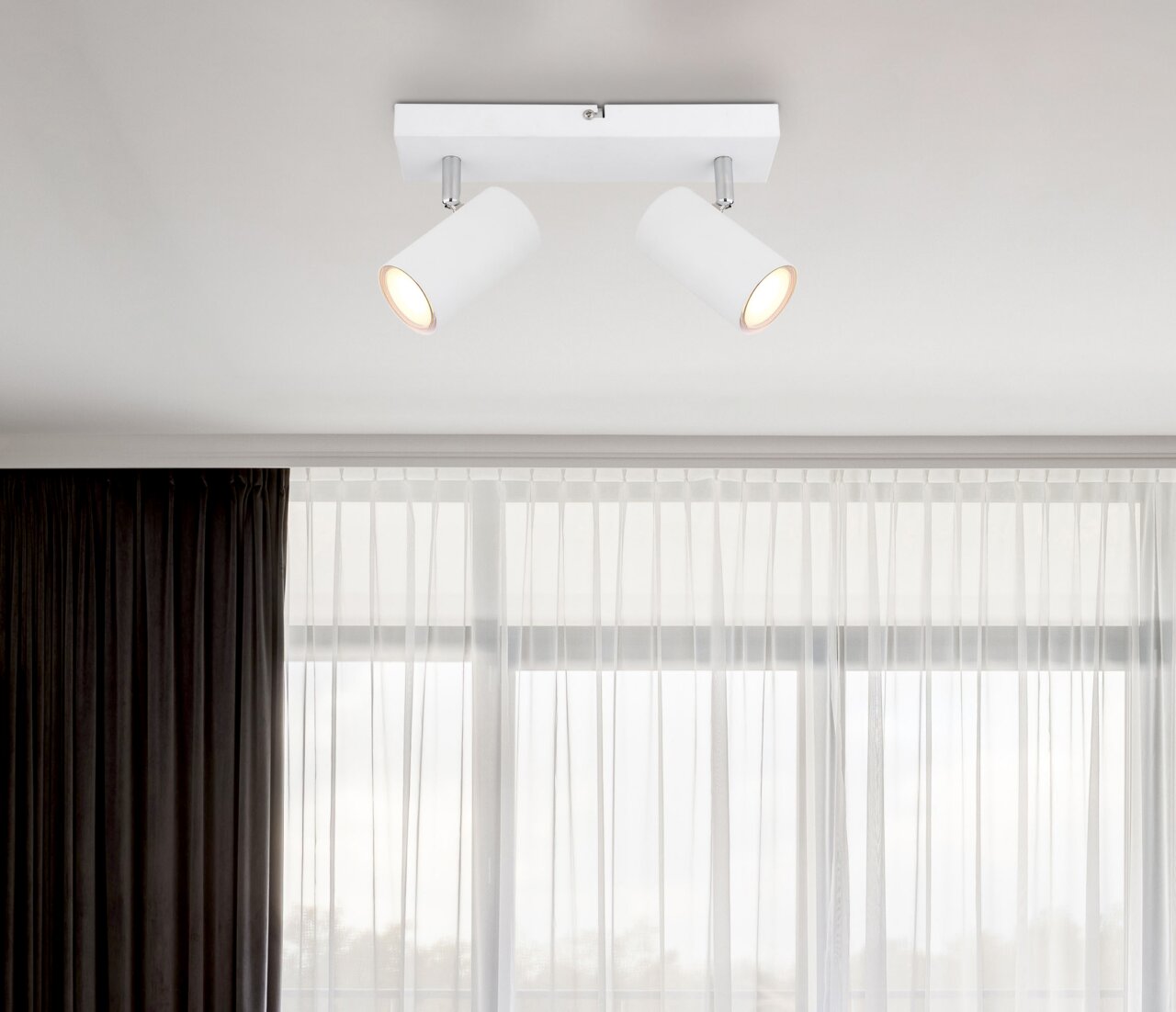 Globo Lighting Strahler ROBBY Deckenstrahler mit zwei verstellbaren weißen Leuchten, Perspektive von unten