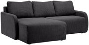 Graues Sofa mit drei Sitzplätzen und einer Ottomane, aus geripptem Stoff, Perspektive von vorne links