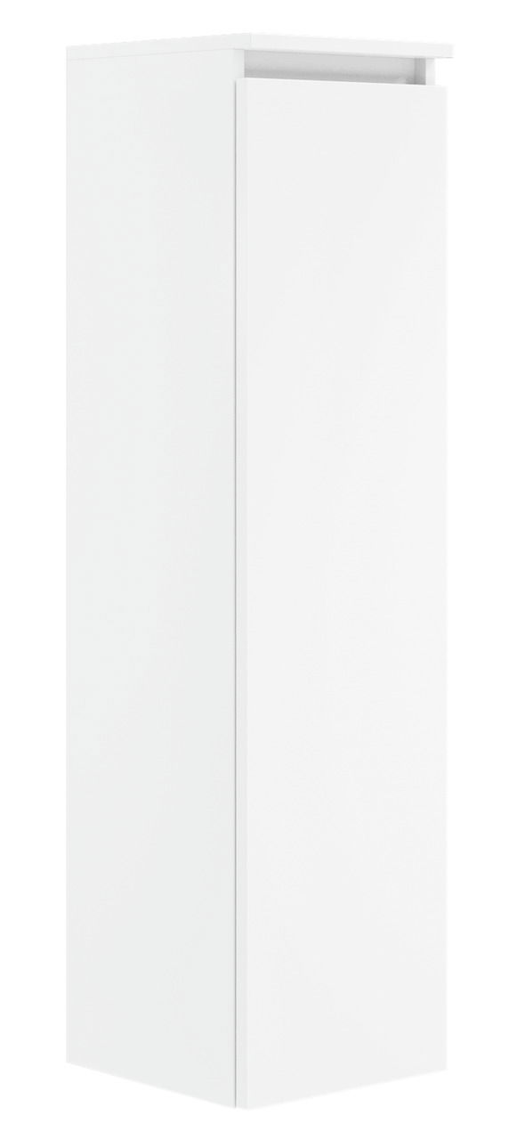 Weißer, moderner Badezimmerschrank in schlichter Frontansicht