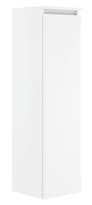 Weißer, moderner Badezimmerschrank in schlichter Frontansicht