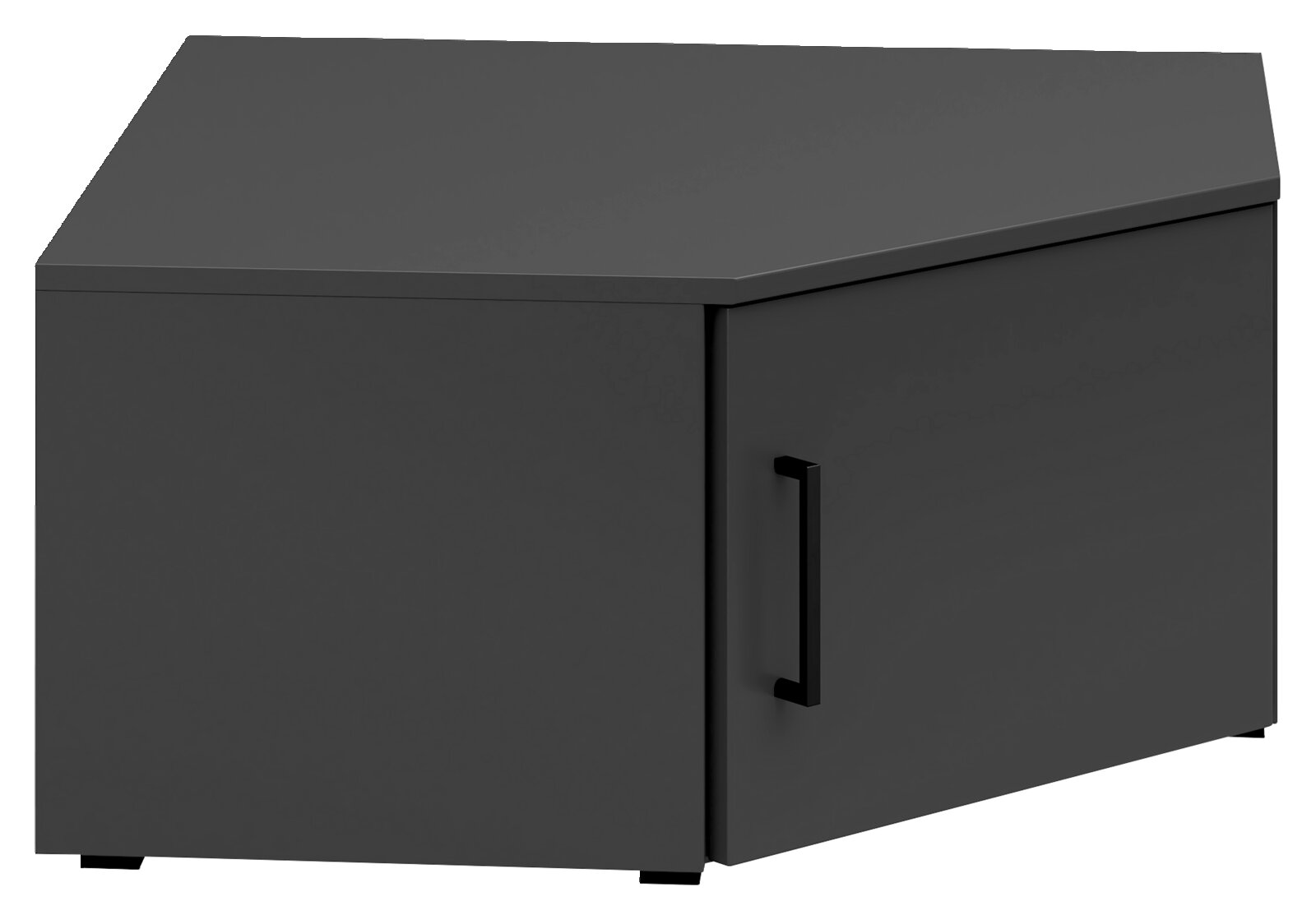 Carryhome Eckaufsatzschrank MULTISTAURAUM Dunkelgrauer Eckaufsatzschrank mit einer Tür und schwarzem Griff, seitliche Perspektive