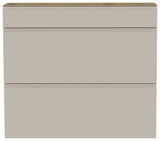 Moderner Hängeschuhschrank in Beige mit Holzoberfläche, Frontalansicht