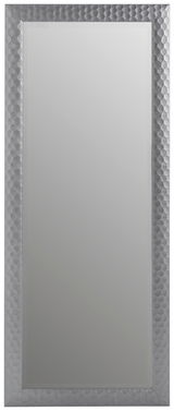 Rechteckiger Spiegel mit strukturiertem silbernem Rahmen, frontal abgebildet.