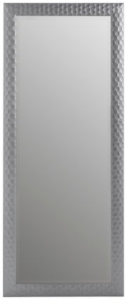 Rechteckiger Spiegel mit strukturiertem silbernem Rahmen, frontal abgebildet.
