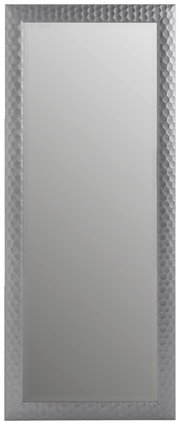 Rechteckiger Spiegel mit strukturiertem silbernem Rahmen, frontal abgebildet.