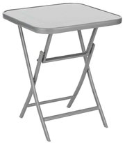 Klapptisch aus Metall in seitlicher Perspektive