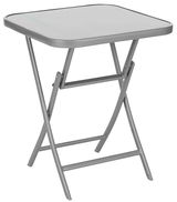 Klapptisch aus Metall in seitlicher Perspektive