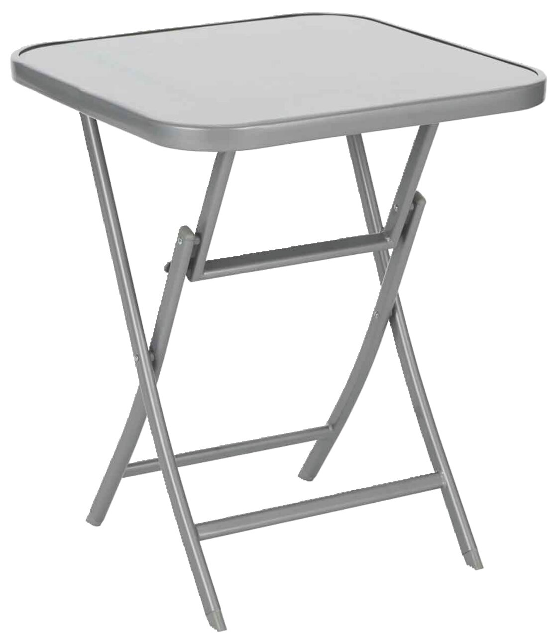 Klapptisch aus Metall in seitlicher Perspektive