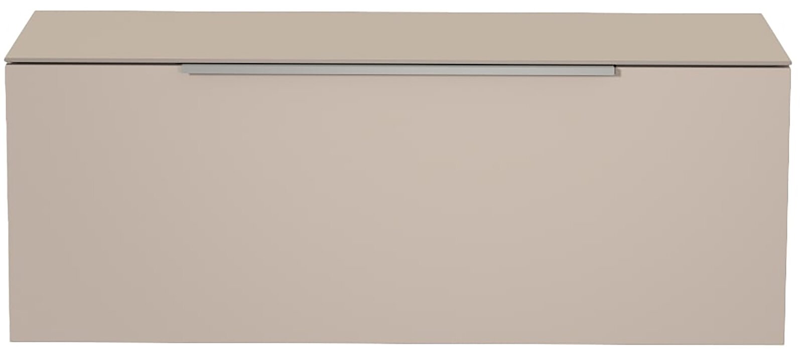 Moderano Hänge-Lowboard BORMIO Frontansicht eines modernen, beige-farbenen Hänge-Lowboards mit schlichtem Design und horizontalem Griff.