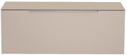 Frontansicht eines modernen, beige-farbenen Hänge-Lowboards mit schlichtem Design und horizontalem Griff.
