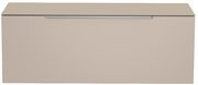 Frontansicht eines modernen, beige-farbenen Hänge-Lowboards mit schlichtem Design und horizontalem Griff.