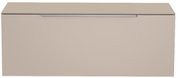 Frontansicht eines modernen, beige-farbenen Hänge-Lowboards mit schlichtem Design und horizontalem Griff.