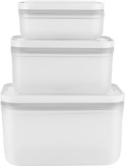 Dreiteiliges Box-Set aus Kunststoff, gestapelt in Frontalansicht