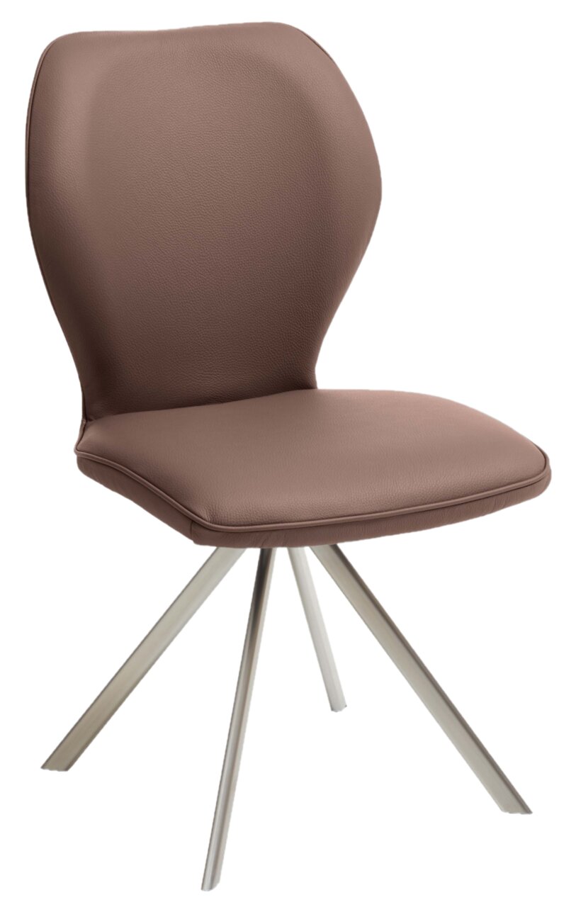 Valdera Stuhl COLORADO-TREND-LINE Moderner brauner Stuhl mit gepolsterter Sitzfläche und Rückenlehne, auf vier Metallbeinen, seitliche Perspektive