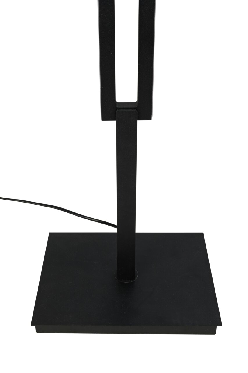 Zwarte led-staande lamp met rechthoekige voet, zijaanzicht