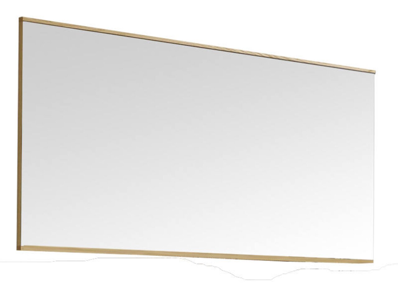Rechteckiger Wandspiegel mit schmalem, goldenem Rahmen, seitliche Perspektive