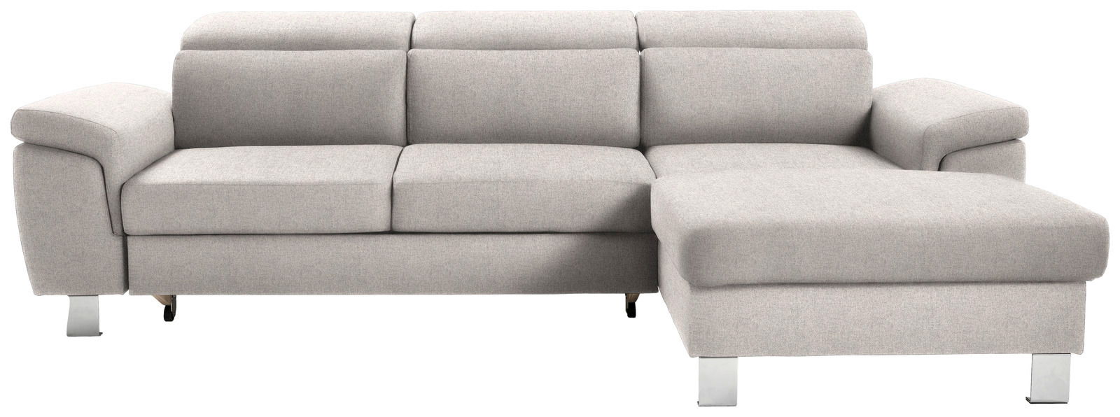 Graues Ecksofa mit Ottomane rechts, Vorderansicht