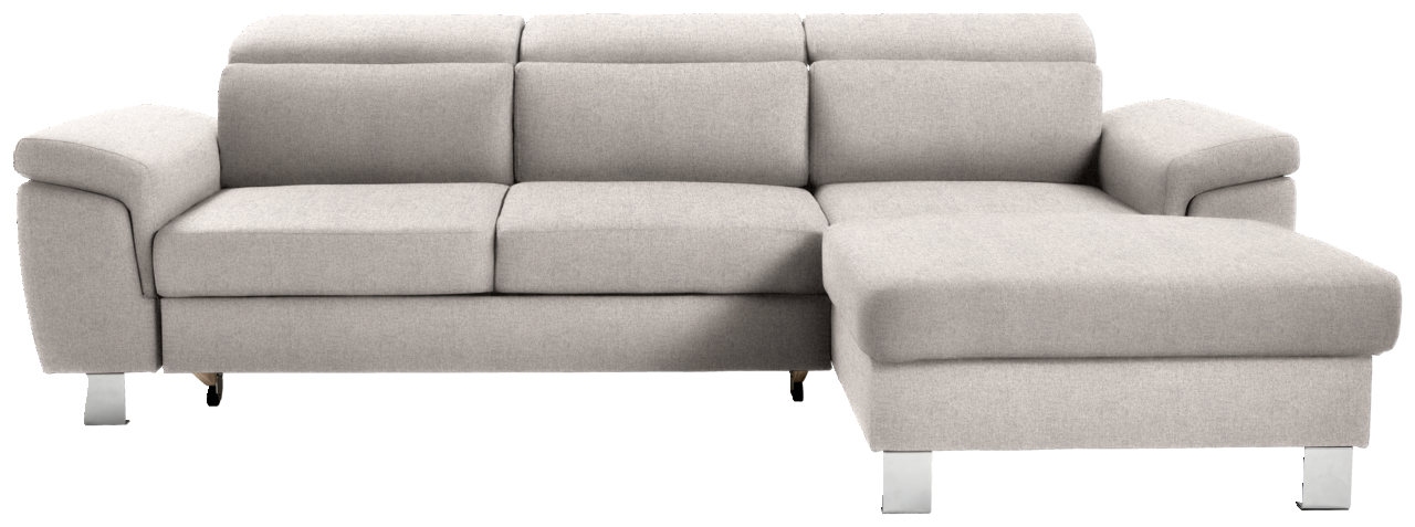 Graues Ecksofa mit Ottomane rechts, Vorderansicht