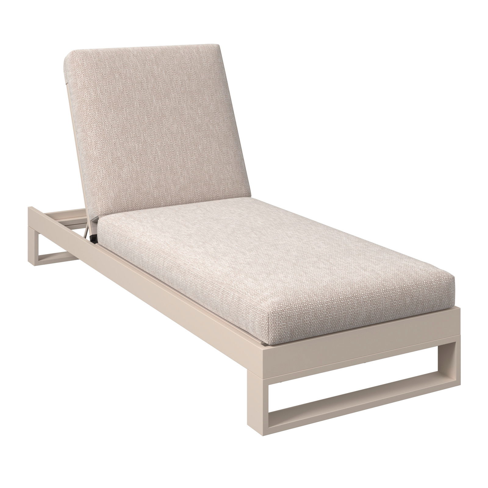 Amatio Sonnenliege WILLIS Sonnenliege mit beigem Polster, seitliche Perspektive