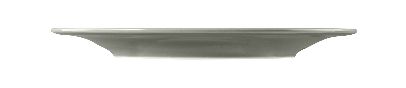 Seitenansicht eines perlgrauen Frühstückstellers mit einem Durchmesser von 23 cm.