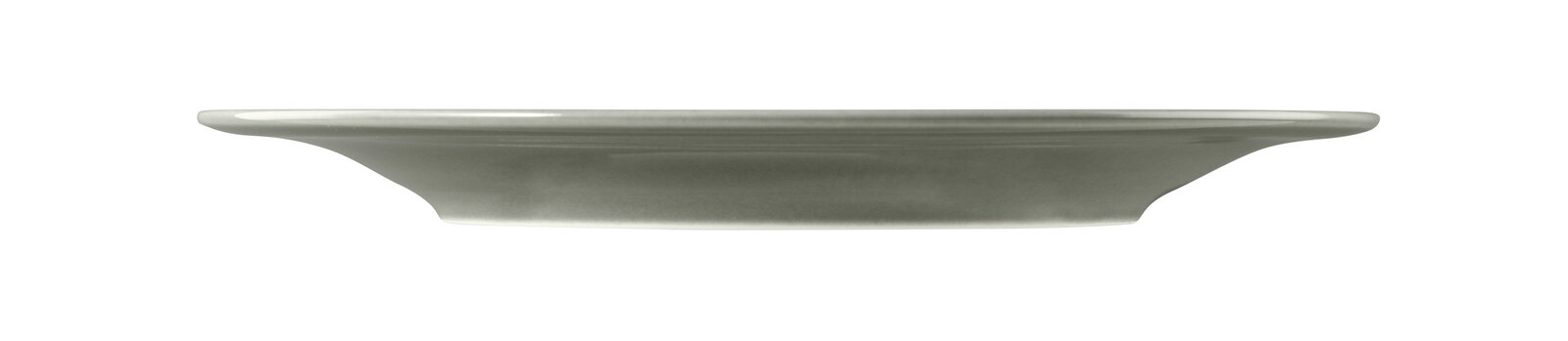 Seitenansicht eines perlgrauen Frühstückstellers mit einem Durchmesser von 23 cm.