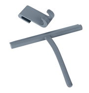 Grauer Badezimmerwischer aus Silikon mit Wandhalterung, Ansicht von oben