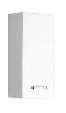 XORA Hängeschrank BOLOGNA Weißer Hängeschrank mit einer Tür und silbernem Griff, seitliche Perspektive