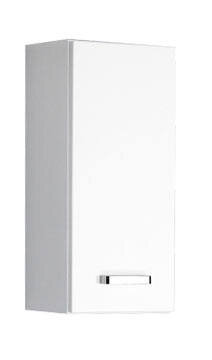 XORA Hängeschrank BOLOGNA Weißer Hängeschrank mit einer Tür und silbernem Griff, seitliche Perspektive