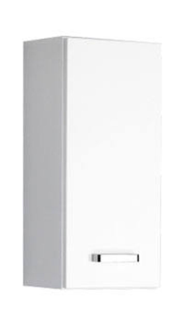 XORA Hängeschrank BOLOGNA Weißer Hängeschrank mit einer Tür und silbernem Griff, seitliche Perspektive