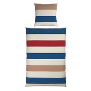 Wendebettwäsche-Set mit Streifenmuster in Blau, Rot, Beige und Weiß, Ansicht von oben