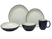 Kombiservice 10-tlg. in moderner Ansicht, bestehend aus Tellern, Schalen und einer Tasse in eleganter zweifarbiger Optik.