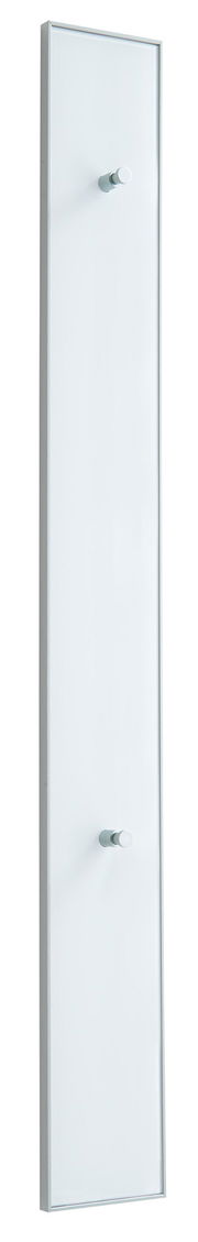 Schmale, weiße Paneel-Leiste der Serie SANTINA mit zwei Haken, seitliche Perspektive