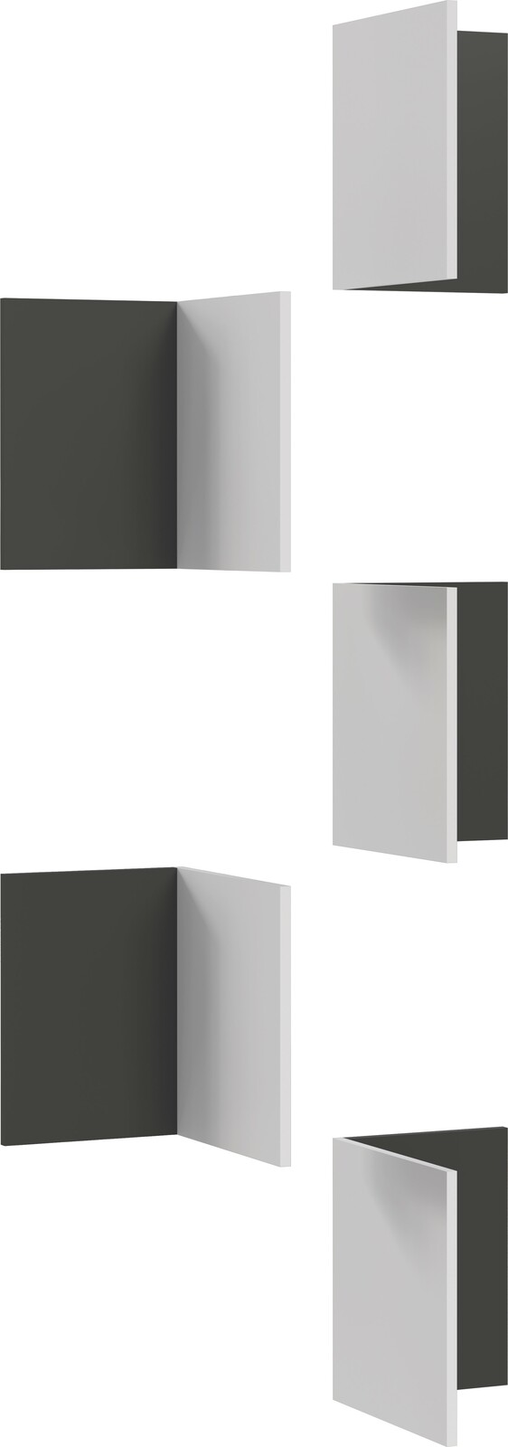 Facheinsätze 5er-Set in seitlicher Perspektive, bestehend aus weißen und dunkelgrauen Elementen.