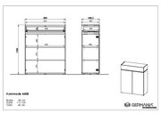 Technische Zeichnung einer Kommode mit den Maßen Breite: 90 cm, Höhe: 111 cm, Tiefe: 40 cm. Front- und Seitenansicht der Kommode 4406 von Germania.