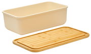Brotkasten LOFT 40x23cm in Creme mit abnehmbarem Bambusdeckel, seitliche Perspektive