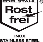 Logo für Edelstahl, rostfrei, aus der Vorderansicht