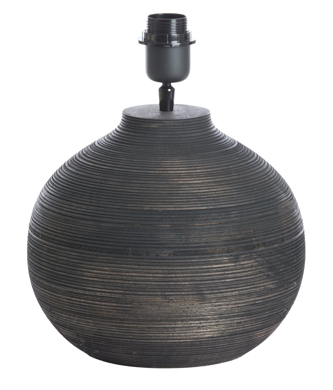 Light&Living Lampenfuß KHOMAI Runder, geriffelter Lampenfuß aus dunklem Material, seitliche Perspektive