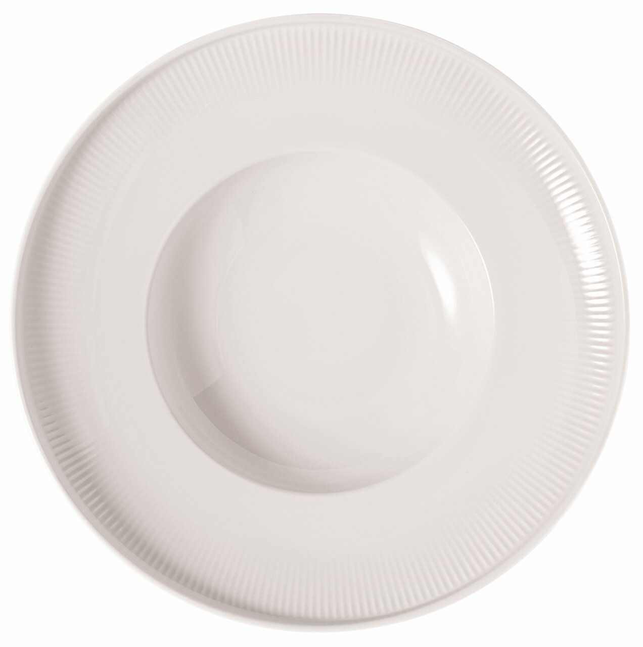 Villeroy & Boch Soepbord AFINA Suppenteller tief Afina 25cm, Ansicht von oben, weiß mit feiner Rillenstruktur am Rand