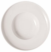 Diepe soepkom Afina 25 cm, bovenaanzicht, wit met een fijne geribbelde rand