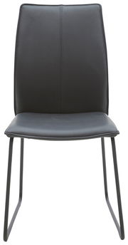 Moderner schwarzer Stuhl mit Metallbeinen, Vorderansicht