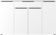 Weißes Sideboard mit drei Schubladen und zwei Türen, Frontansicht