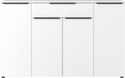 Weißes Sideboard mit drei Schubladen und zwei Türen, Frontansicht