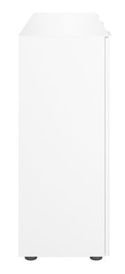 Seitenansicht eines weißen XL-Sideboards mit schlichten Linien und modernen Design.