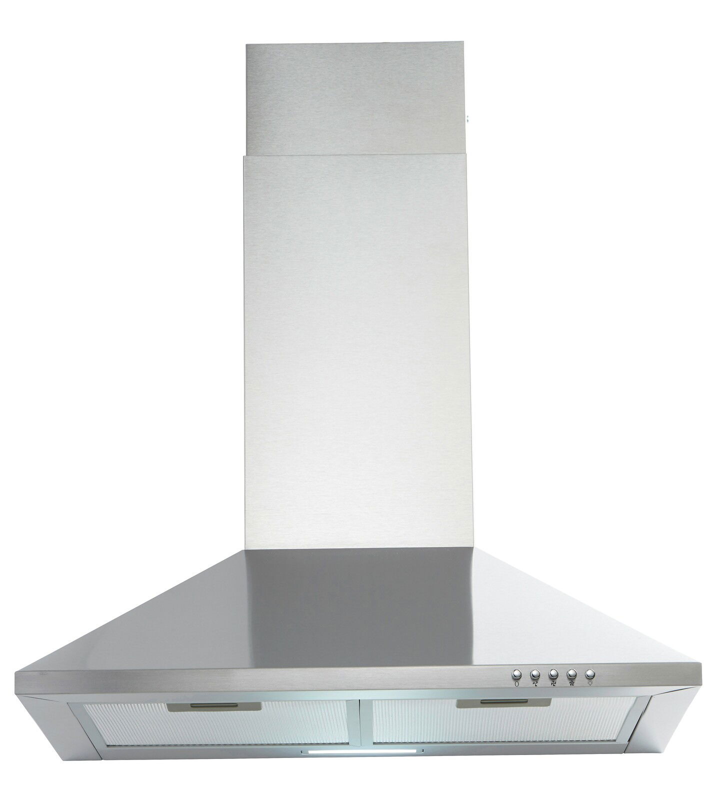 Edelstahl-Dunstabzugshaube, frontale Ansicht