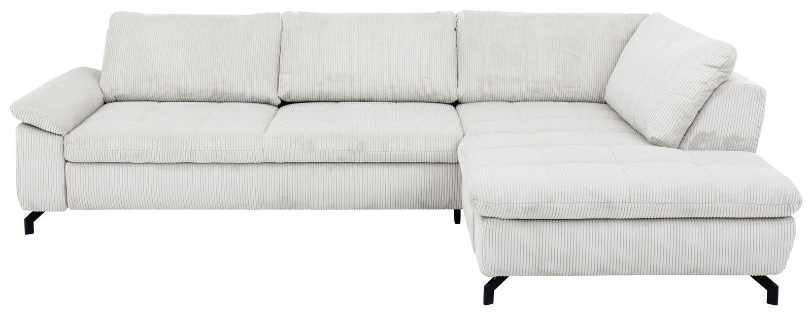 Helle Polsterrundecke in L-Form mit gestepptem Design, Vorderansicht